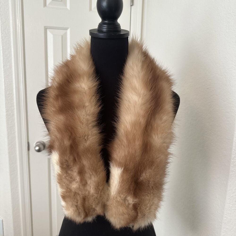 Vintage Marten Sable Fur Wrap Shawl Stole Womens Collar Scarf 38” Velvet Lined